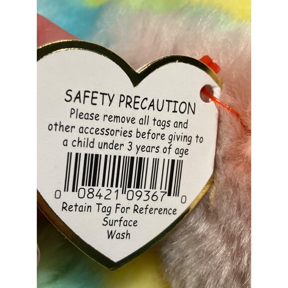 Ty Beanie Buddies Rainbow Chameleon Plush 1999 Colorful Tie-Dye Animal - Picture 10 of 16